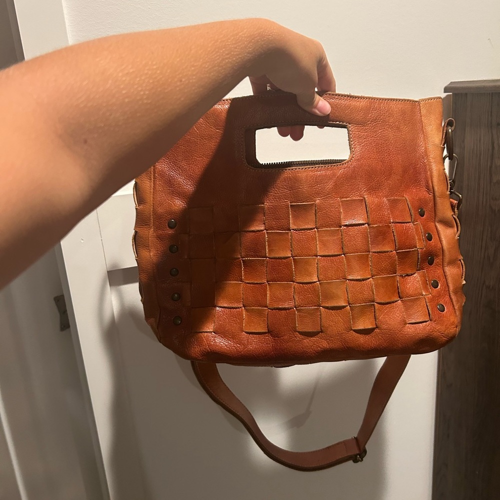 Bed Stu Woven Brown Crossbody Bag